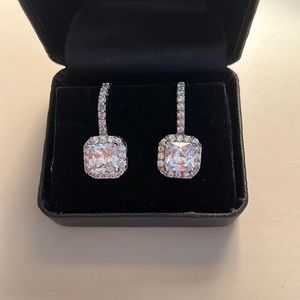 4.5 carat princess cut cubic zirconia earrings